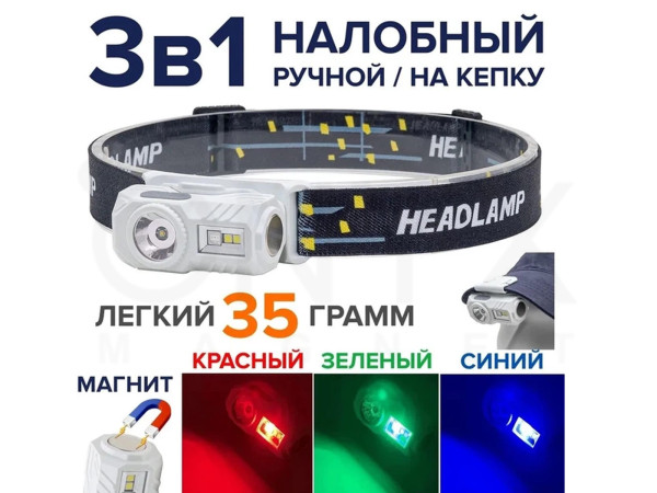 Налобний ліхтар BL-T131 із сенсорним увімкненням та магнітним кріпленням, Type-C